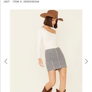 JOLT WOMEN'S INDIGO STRIPE DENIM MINI SKIRT